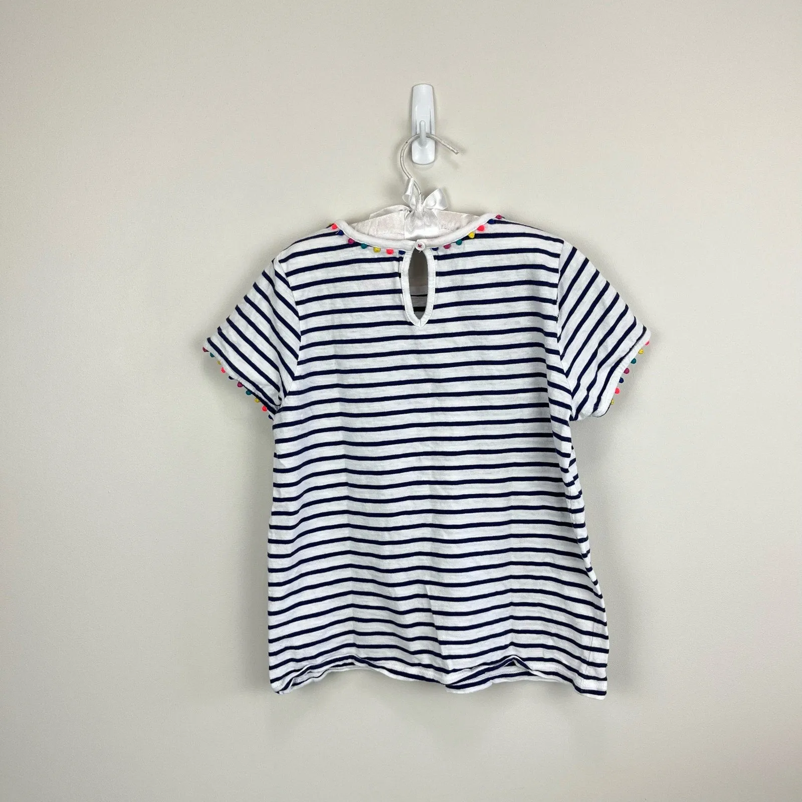 Flash Sale! Mini Boden Charlie Navy Stripe Pom Pom Tee 9-10  Limited Release!