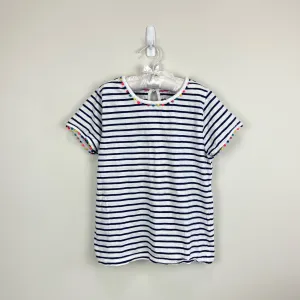 Flash Sale! Mini Boden Charlie Navy Stripe Pom Pom Tee 9-10  Limited Release!