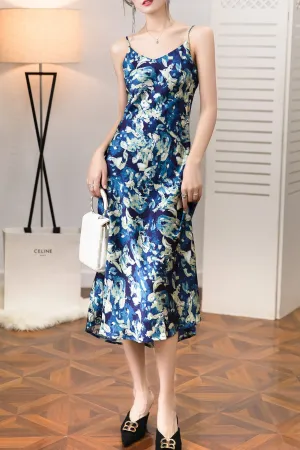 Flash Sale! Spaghetti strap Back Low-cut  V-neck Midi Dress  Last Chance!