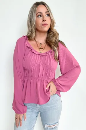 Flirtatious Ways Ruched Ruffle Top - FINAL SALE