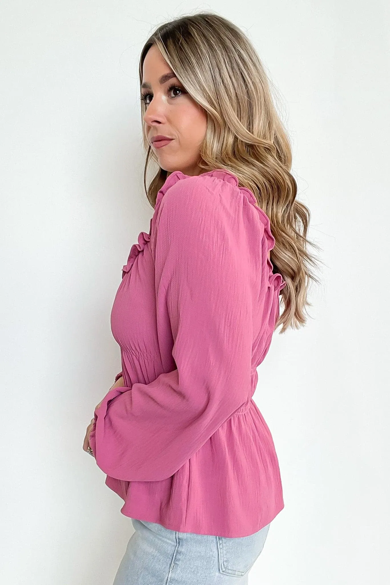 Flirtatious Ways Ruched Ruffle Top - FINAL SALE