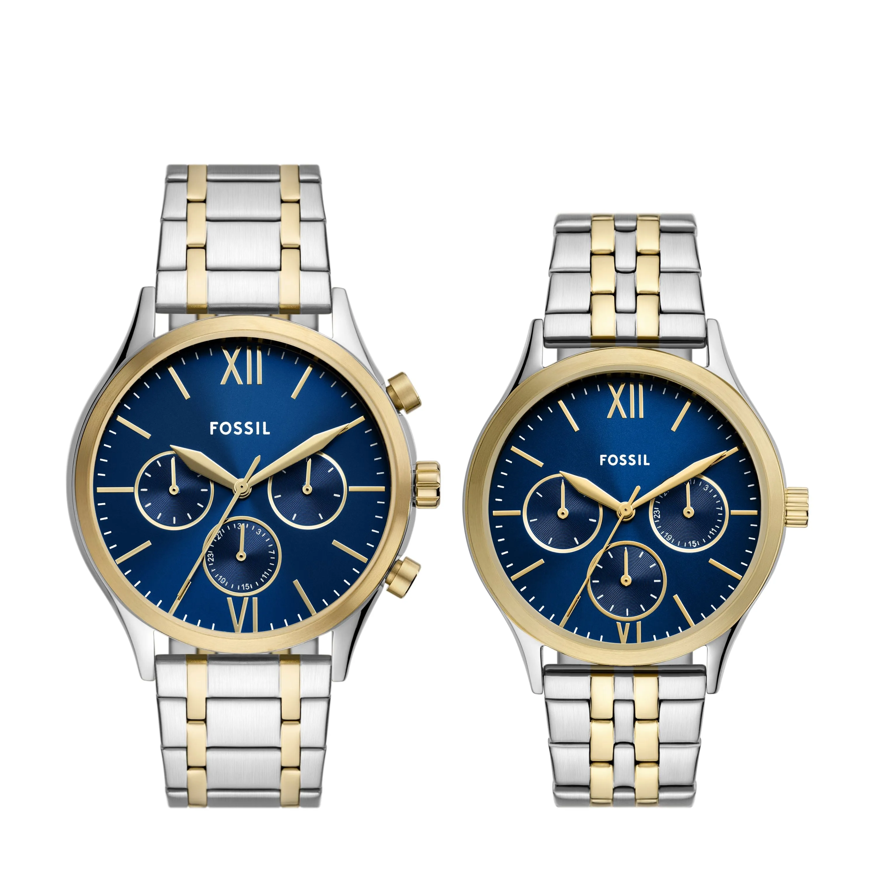 Fossil Unisex Fenmore Multifunction, Two-Tone Stainless Steel Watch Set