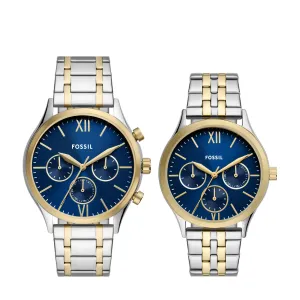 Fossil Unisex Fenmore Multifunction, Two-Tone Stainless Steel Watch Set