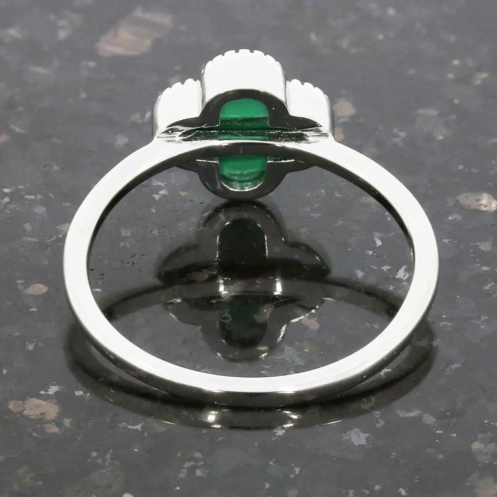 Four Leaf Clover Sterling Silver Ring Green Stone GVL042