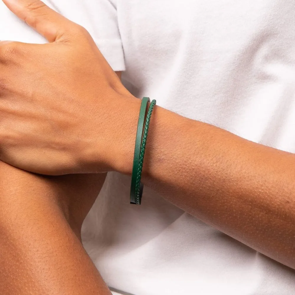 Fred Bennett Green Leather Mens Bracelet B5430