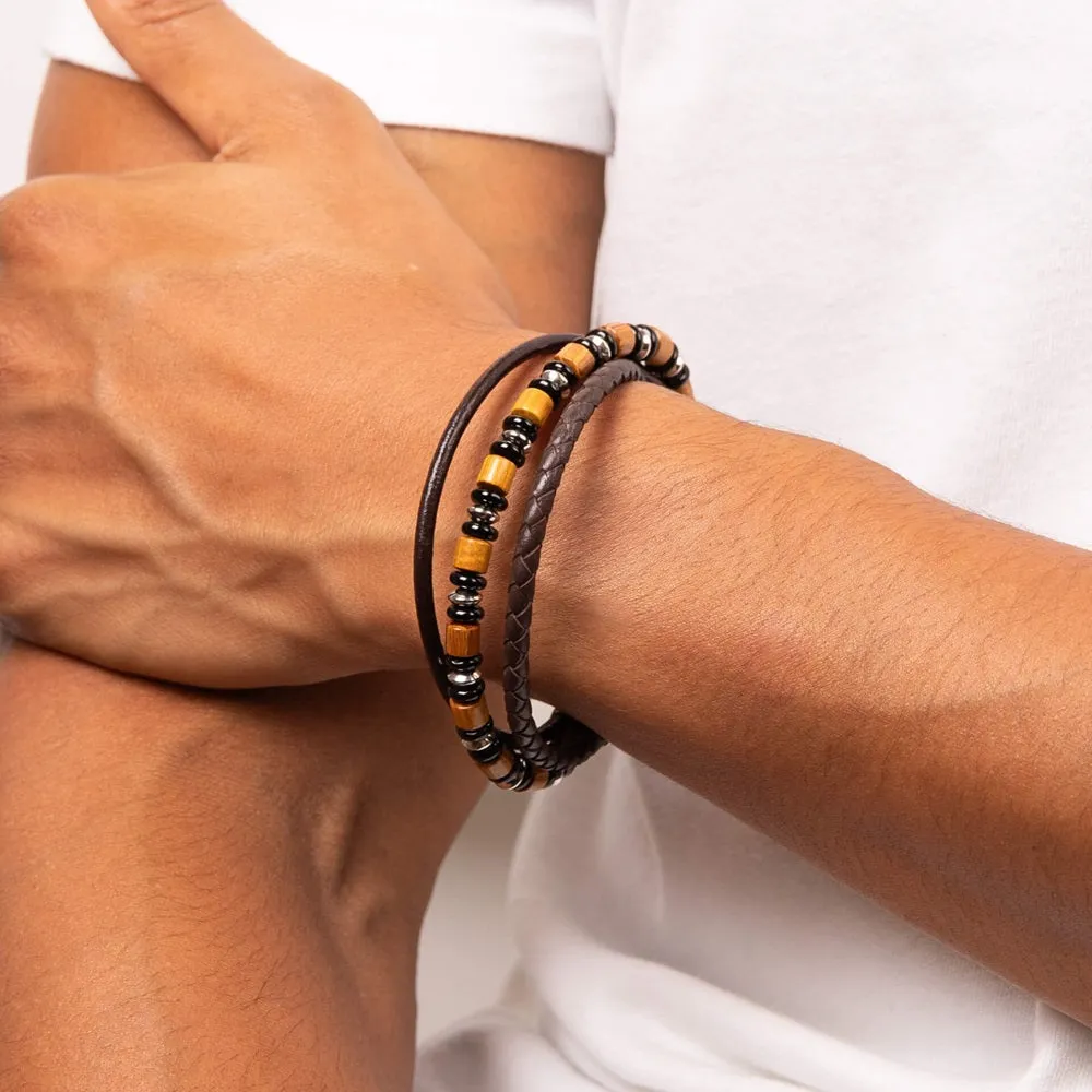 Fred Bennett Multi Layered Leather Mens Bracelet B5461