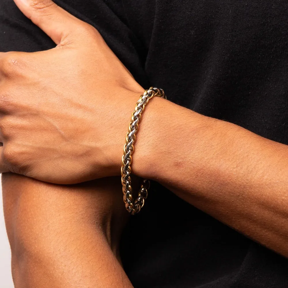 Fred Bennett Stainless Steel and Gold IP Mens Bracelet B5469