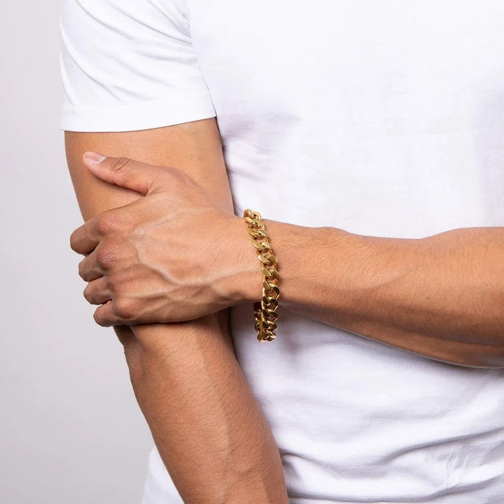 Fred Bennett Stainless Steel Mens Bracelet B5444 - 14ct Gold Plated