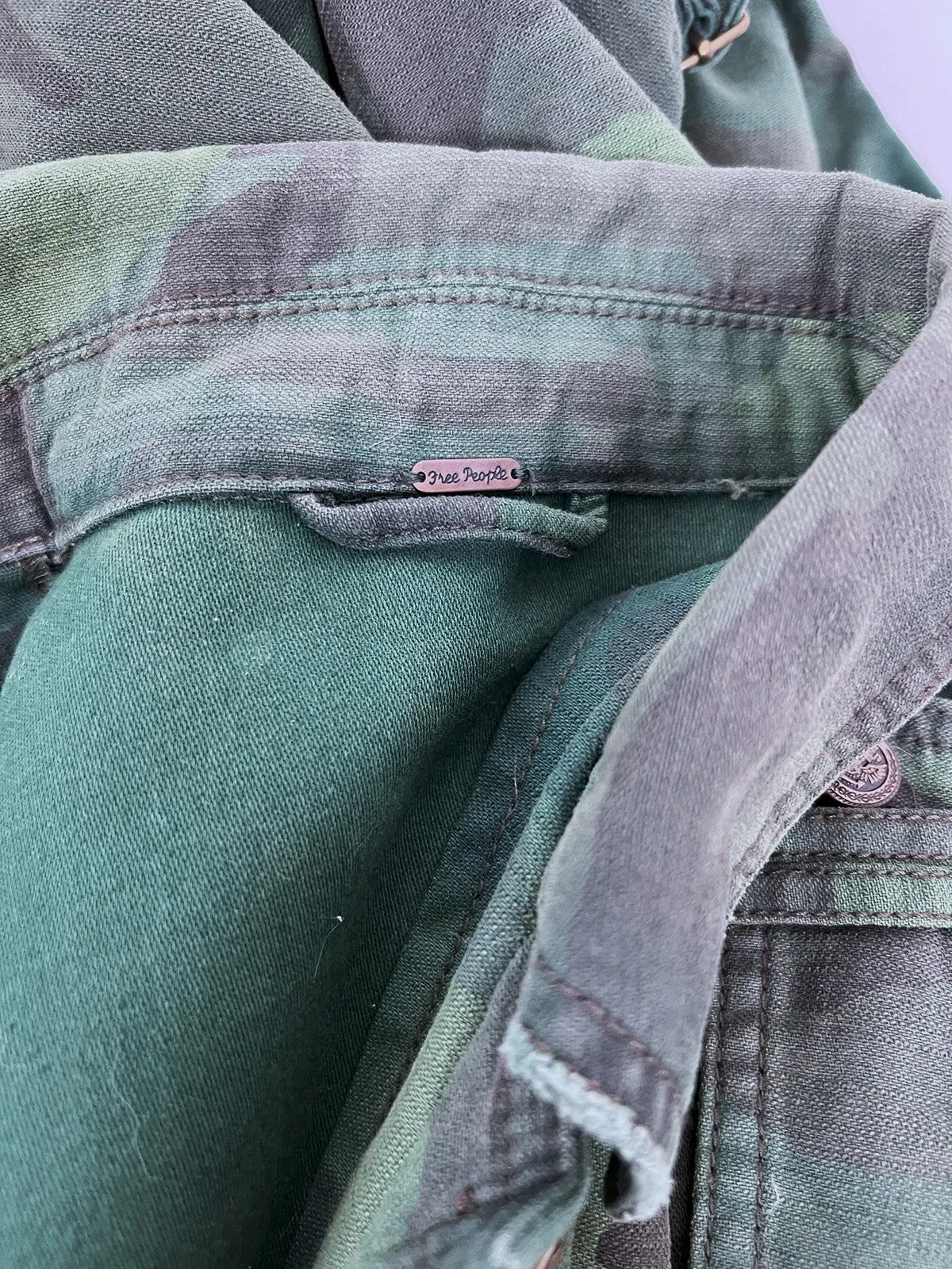 Free People Size 14 Green Camoflage Jacket