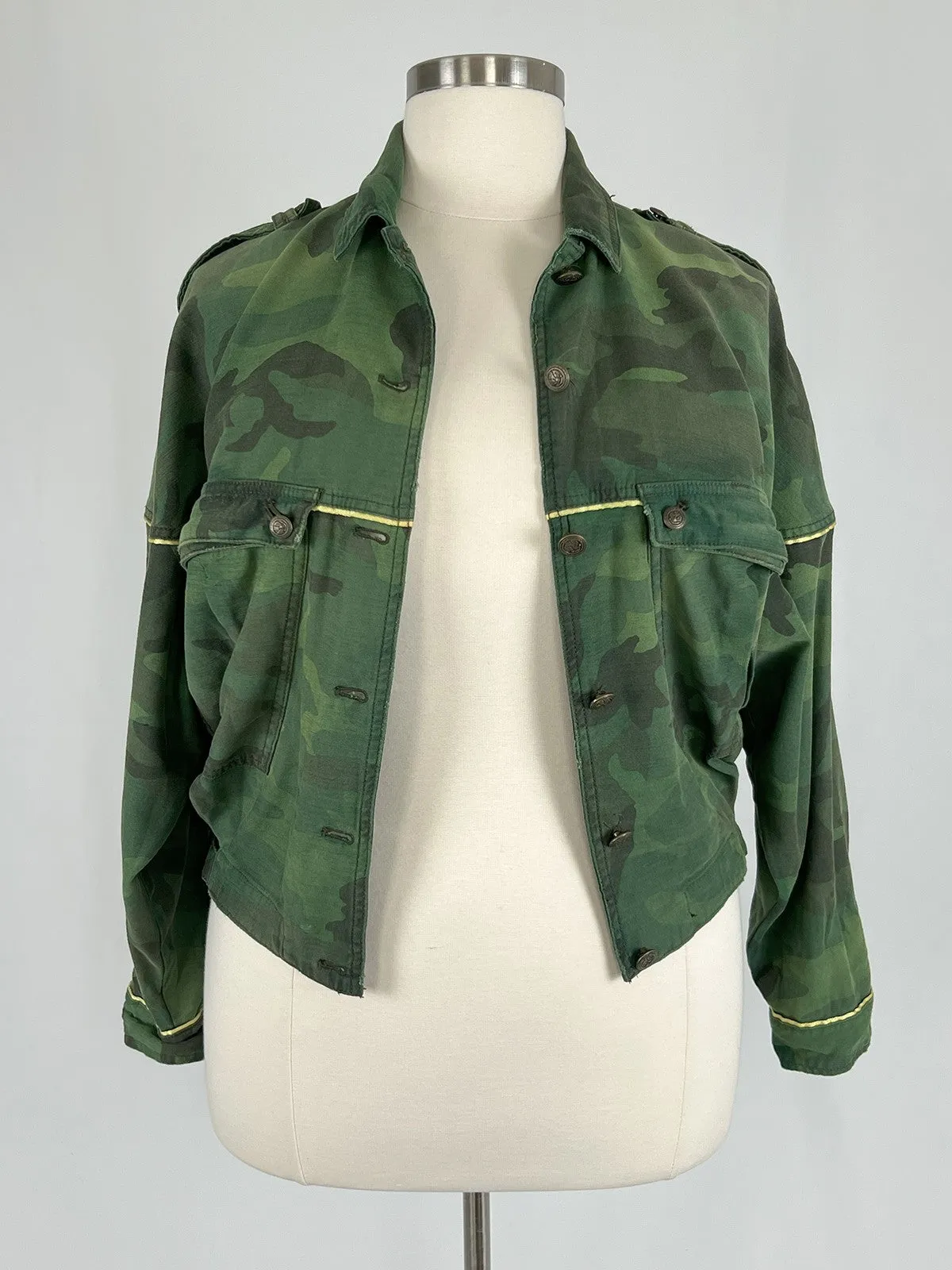 Free People Size 14 Green Camoflage Jacket