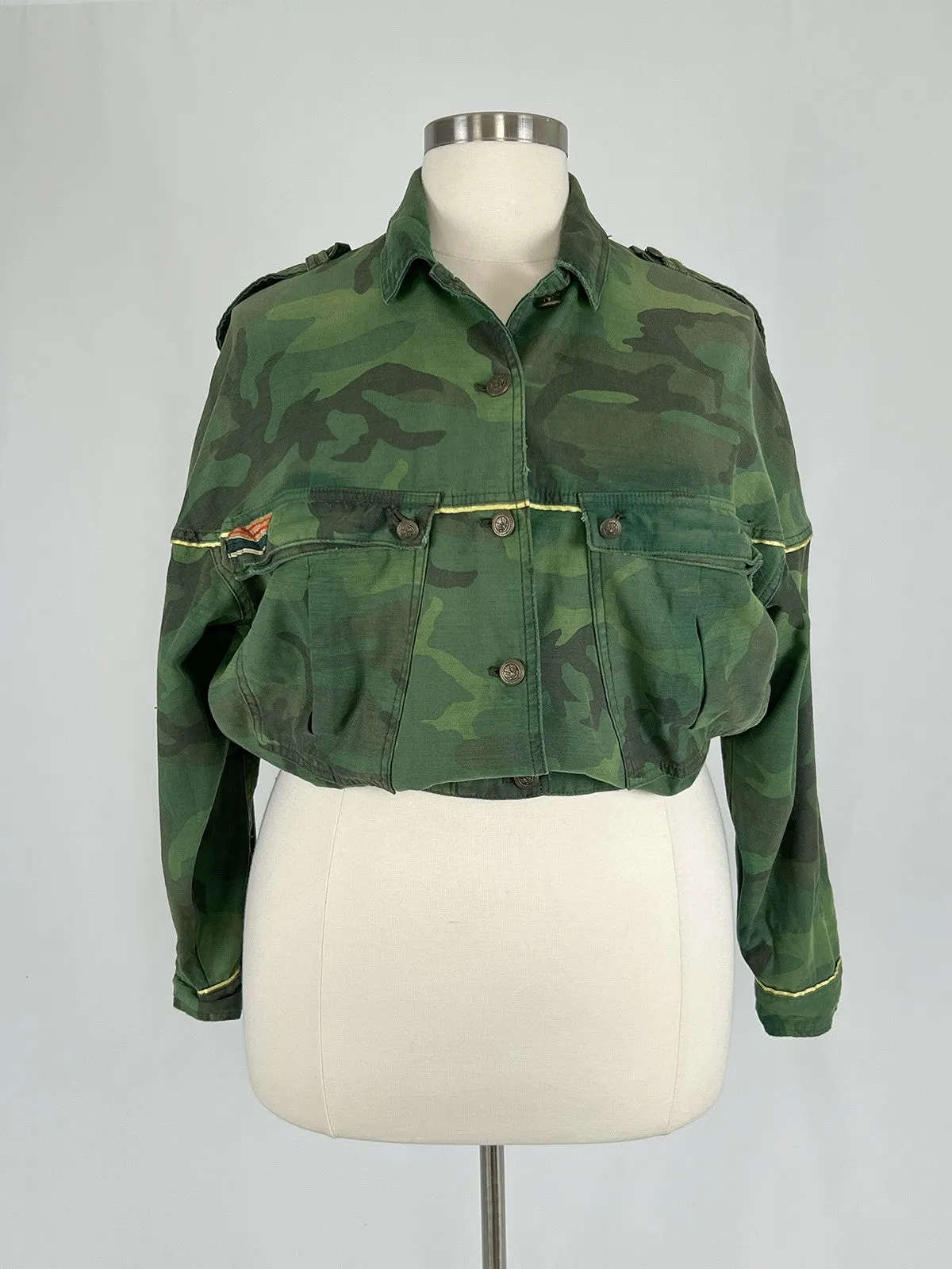 Free People Size 14 Green Camoflage Jacket