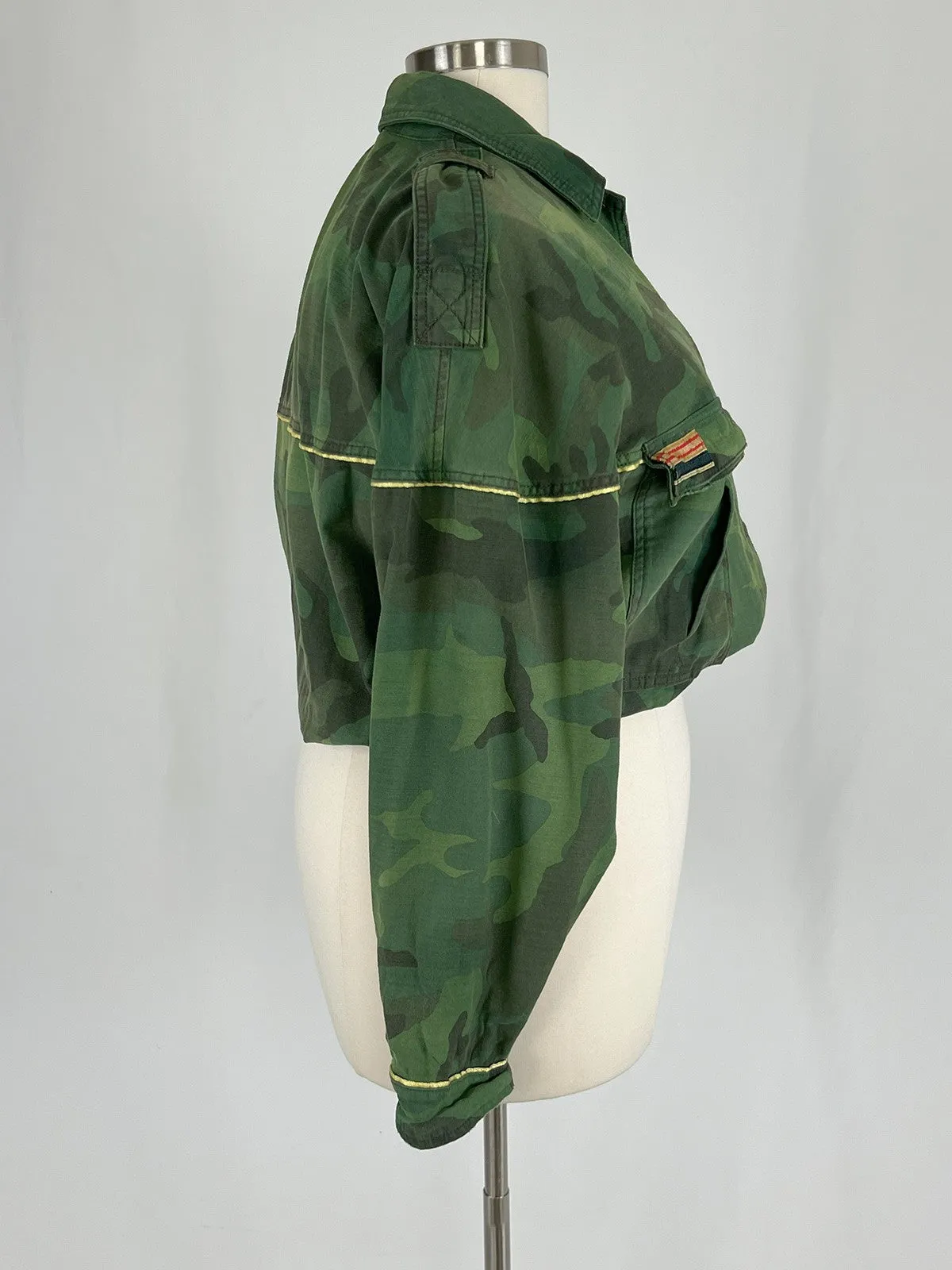 Free People Size 14 Green Camoflage Jacket