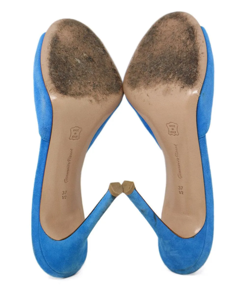 Gianvito Rossi Blue Suede Sandals sz 7.5