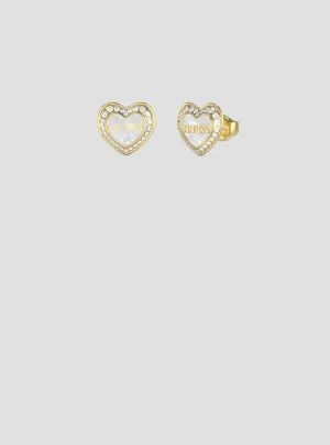 Gold Amami MOP Heart Stud Earrings Guess