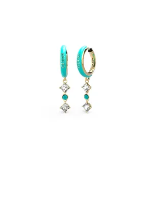 Gold Aqua Crystal Charm Earrings Guess