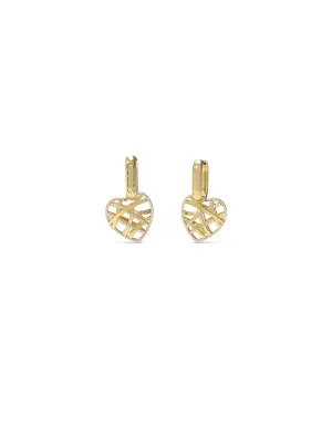 Gold Crystal Heart Cage Earrings Guess