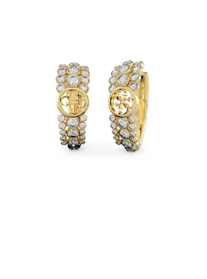 Gold Crystal Illusion Logo Hoop Earrings Guess
