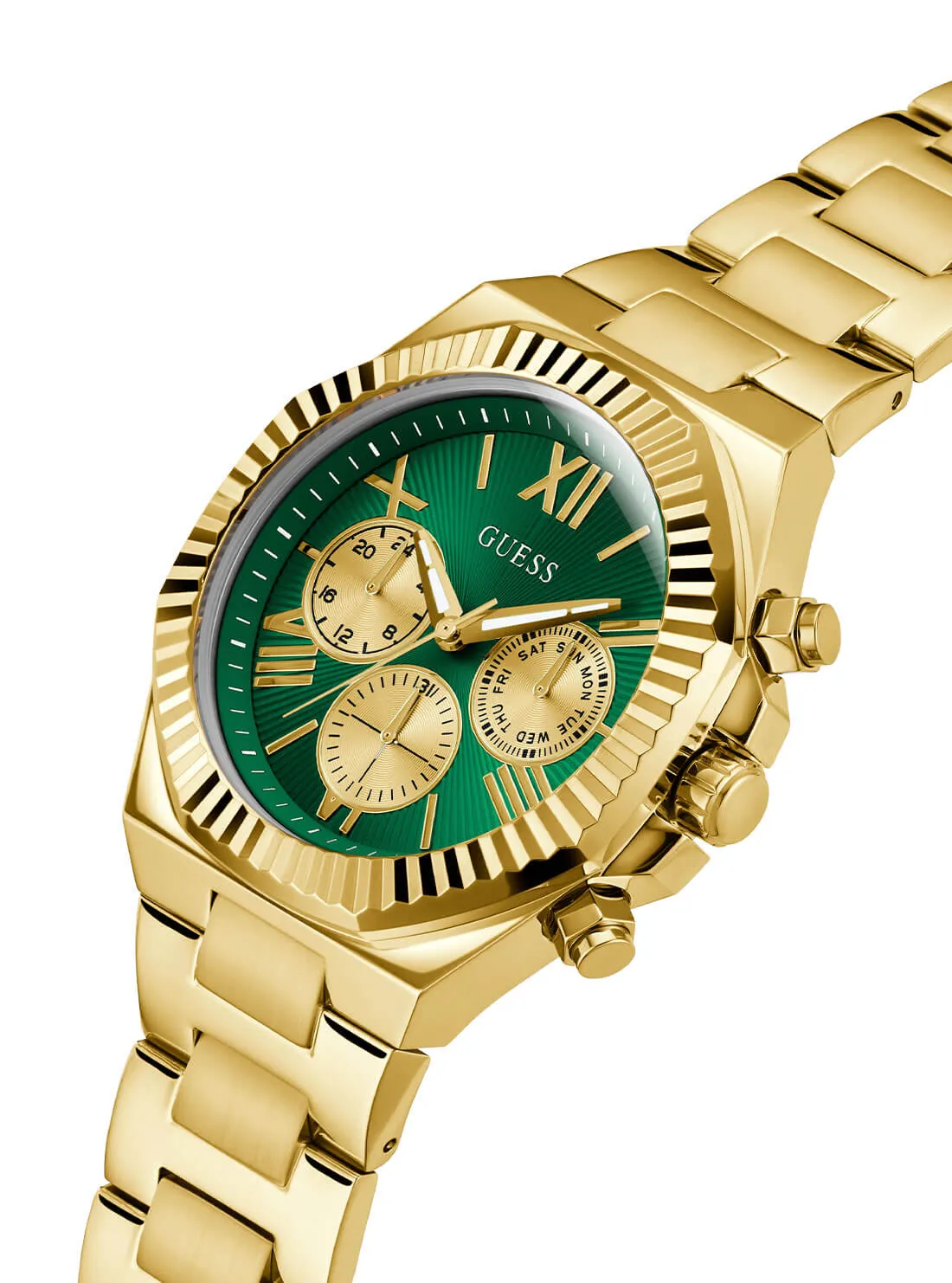 Gold Equity Green Link Watch Guess