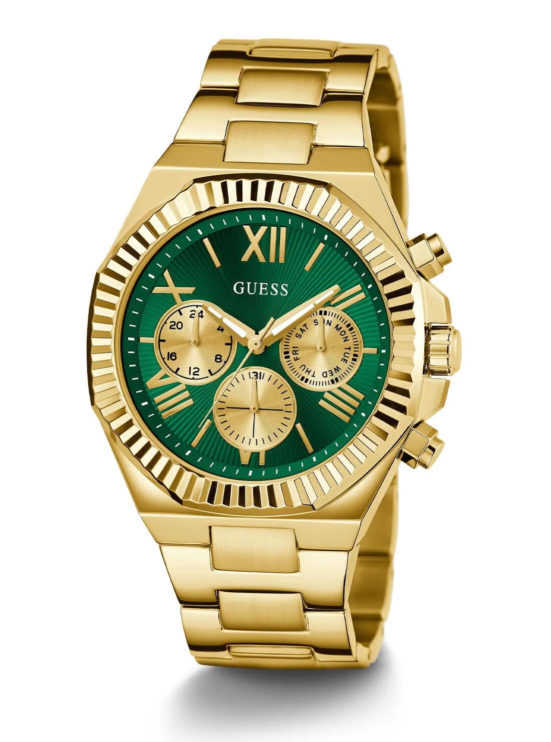 Gold Equity Green Link Watch Guess