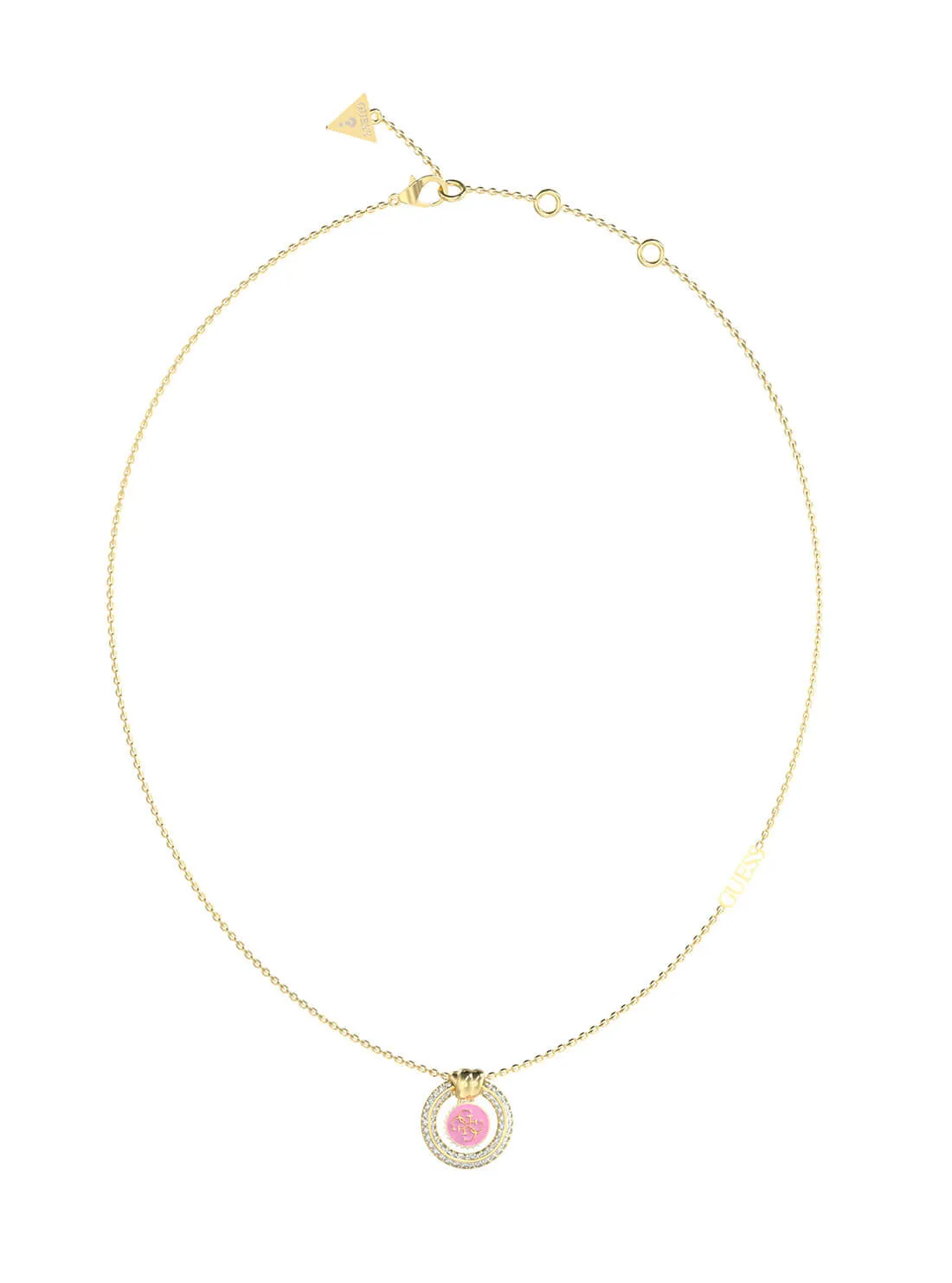Gold Knot You Pink Crystal Necklace Guess