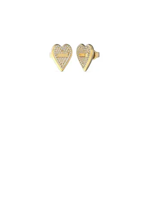 Gold Love Me Tender Glitter Stud Earrings Guess