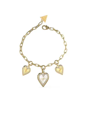 Gold Love Me Tender White Heart Bracelet Guess