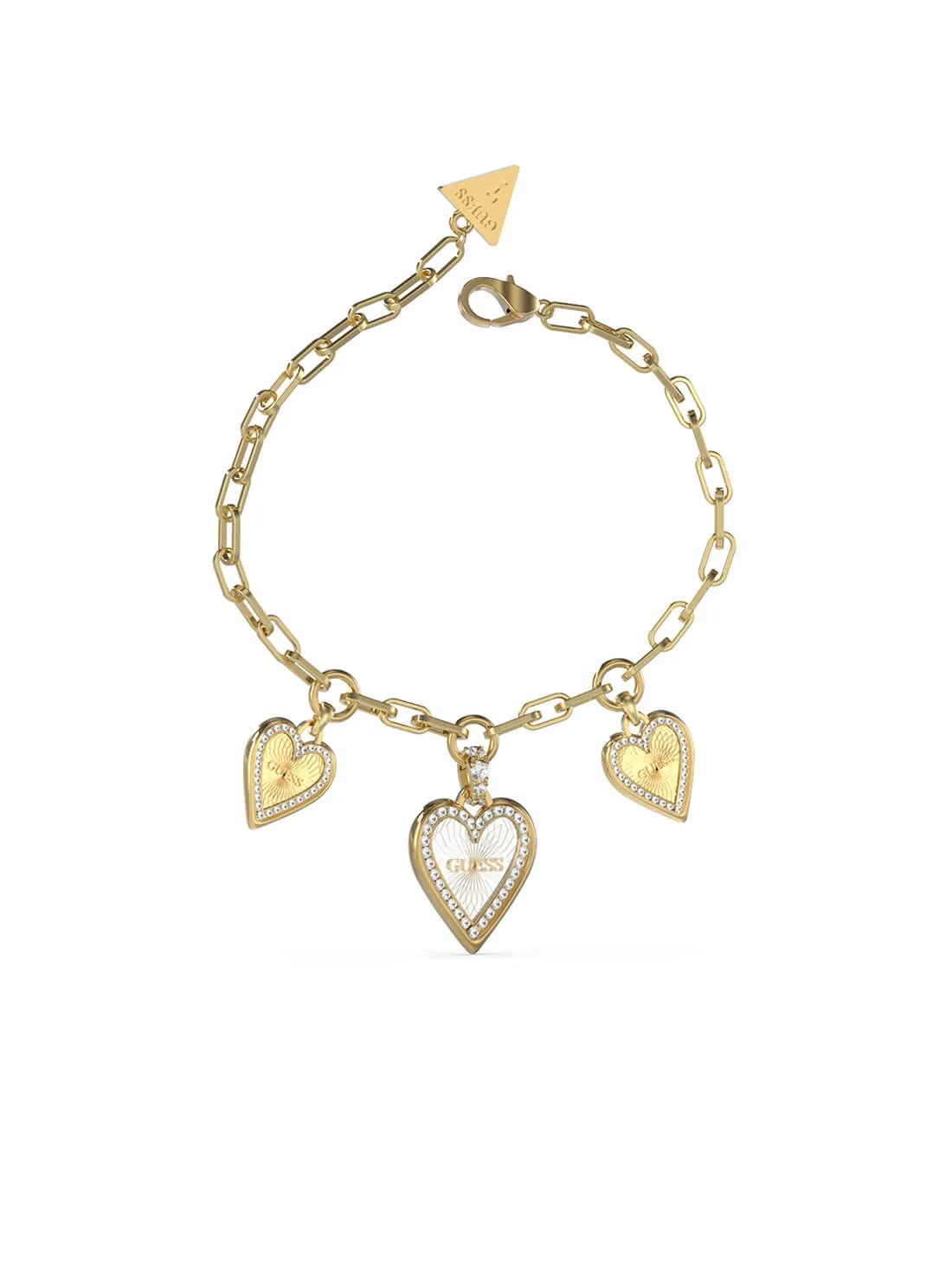 Gold Love Me Tender White Heart Bracelet Guess
