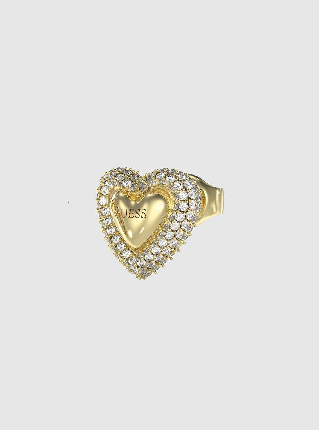 Gold Pave Heart Studs Guess