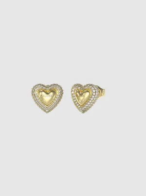 Gold Pave Heart Studs Guess