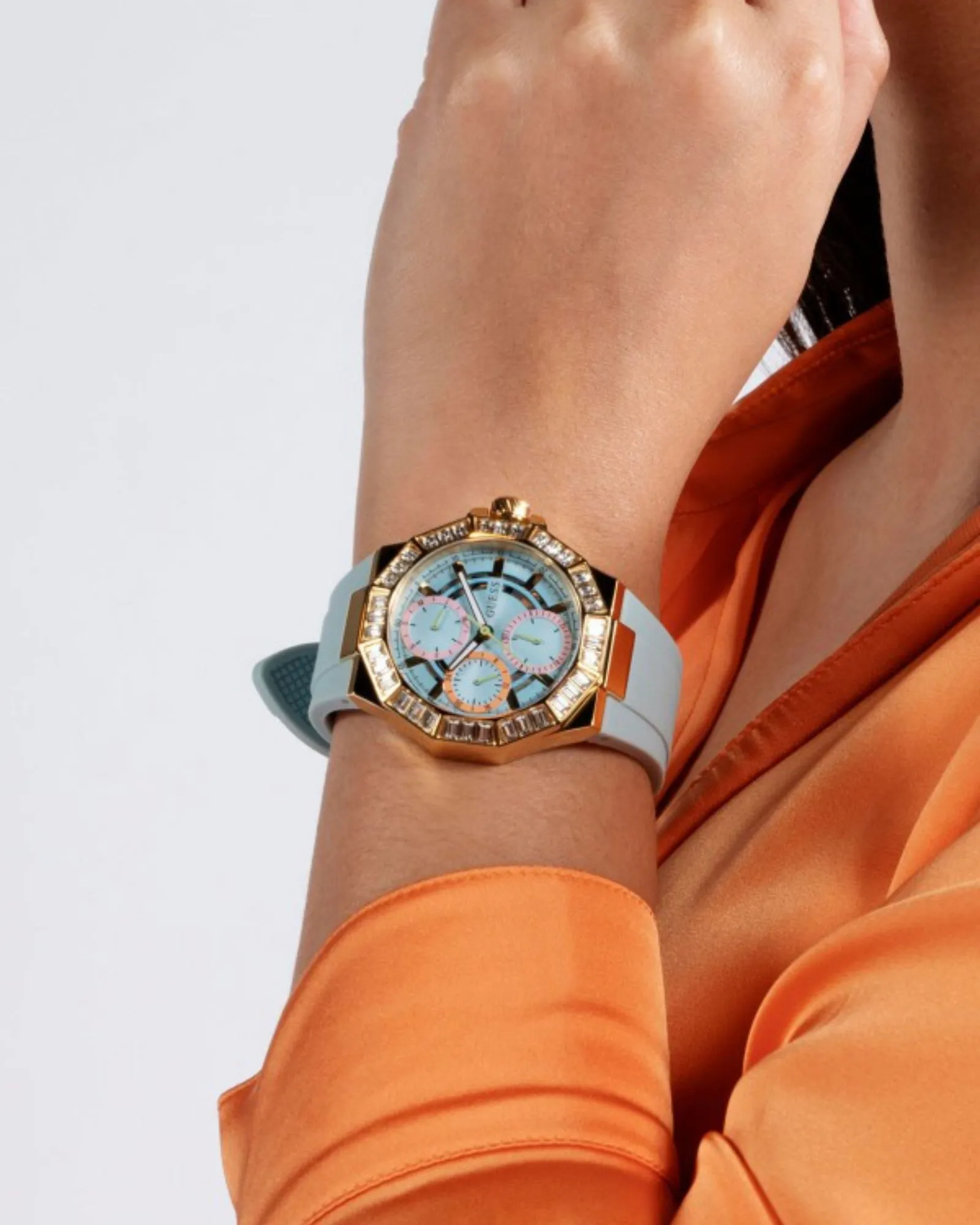 Gold Selene Crystal Silicone Watch Guess