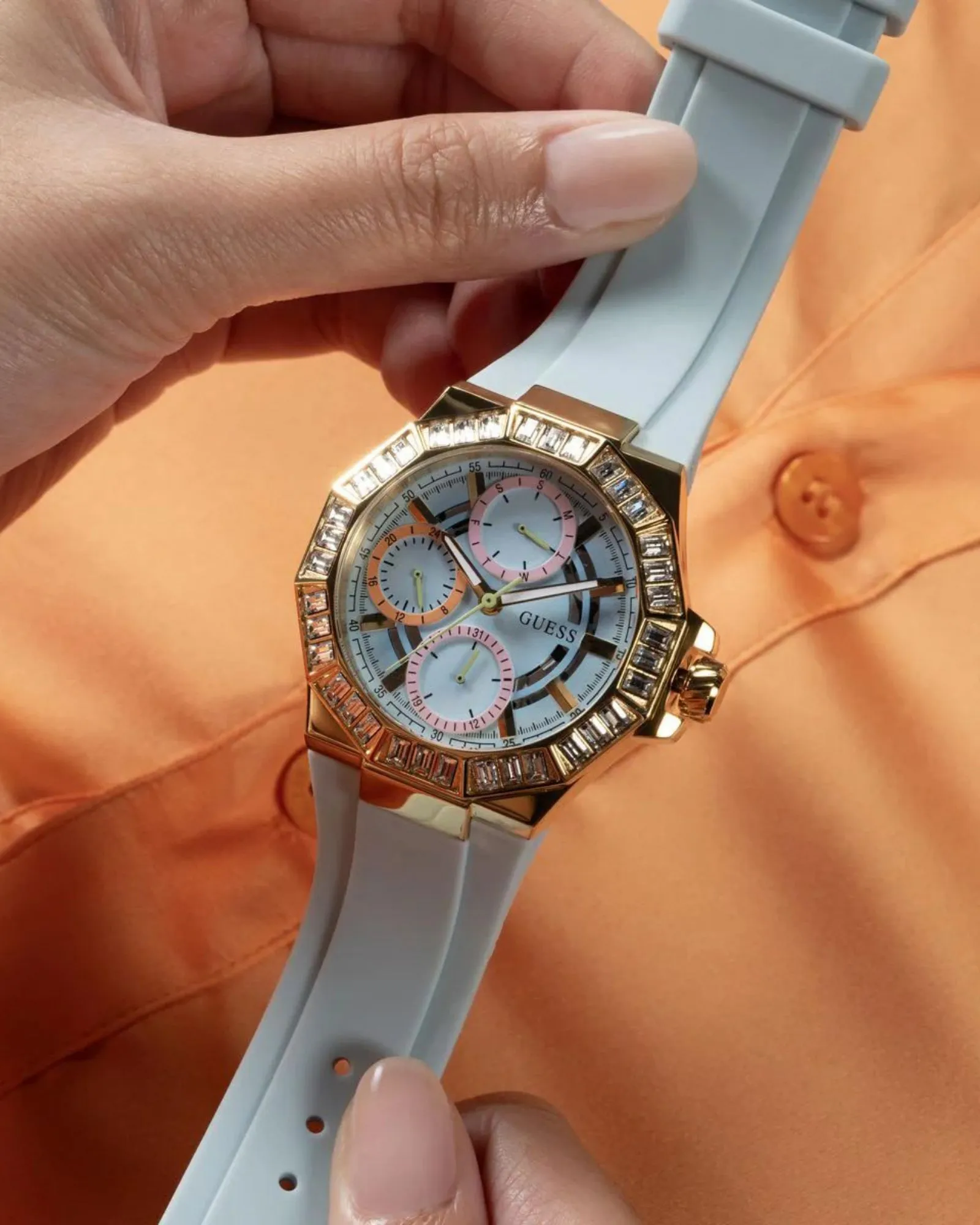 Gold Selene Crystal Silicone Watch Guess