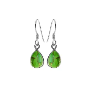 Green Mohave Turquoise Sterling Silver Teardrop Drop Earrings