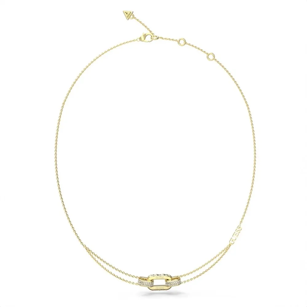 Guess Matelasse Double Chain Necklace JUBN04580JWRYGT- Gold Tone