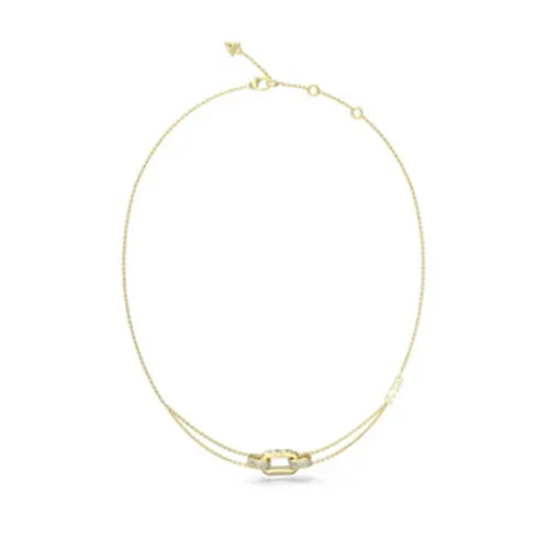 Guess Matelasse Double Chain Necklace JUBN04580JWRYGT- Gold Tone