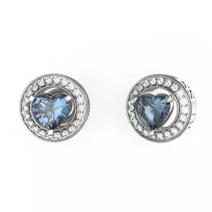 Guess Solitaire Heart Crystal Stud Earrings JUBE04669JWRH