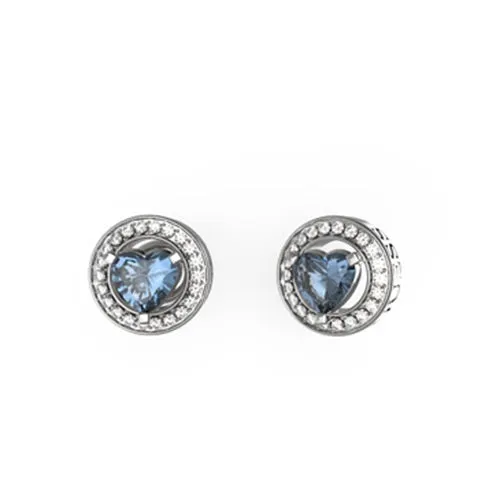 Guess Solitaire Heart Crystal Stud Earrings JUBE04669JWRH