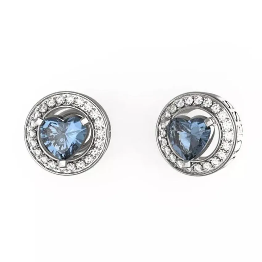 Guess Solitaire Heart Crystal Stud Earrings JUBE04669JWRH