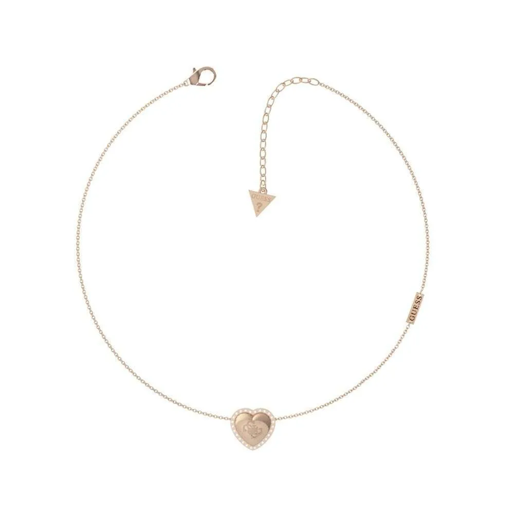 Guess That's Amore Heart Logo Necklace UBN01066JWRG