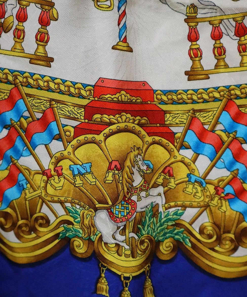 Hermes Luna Park Print Silk Scarf