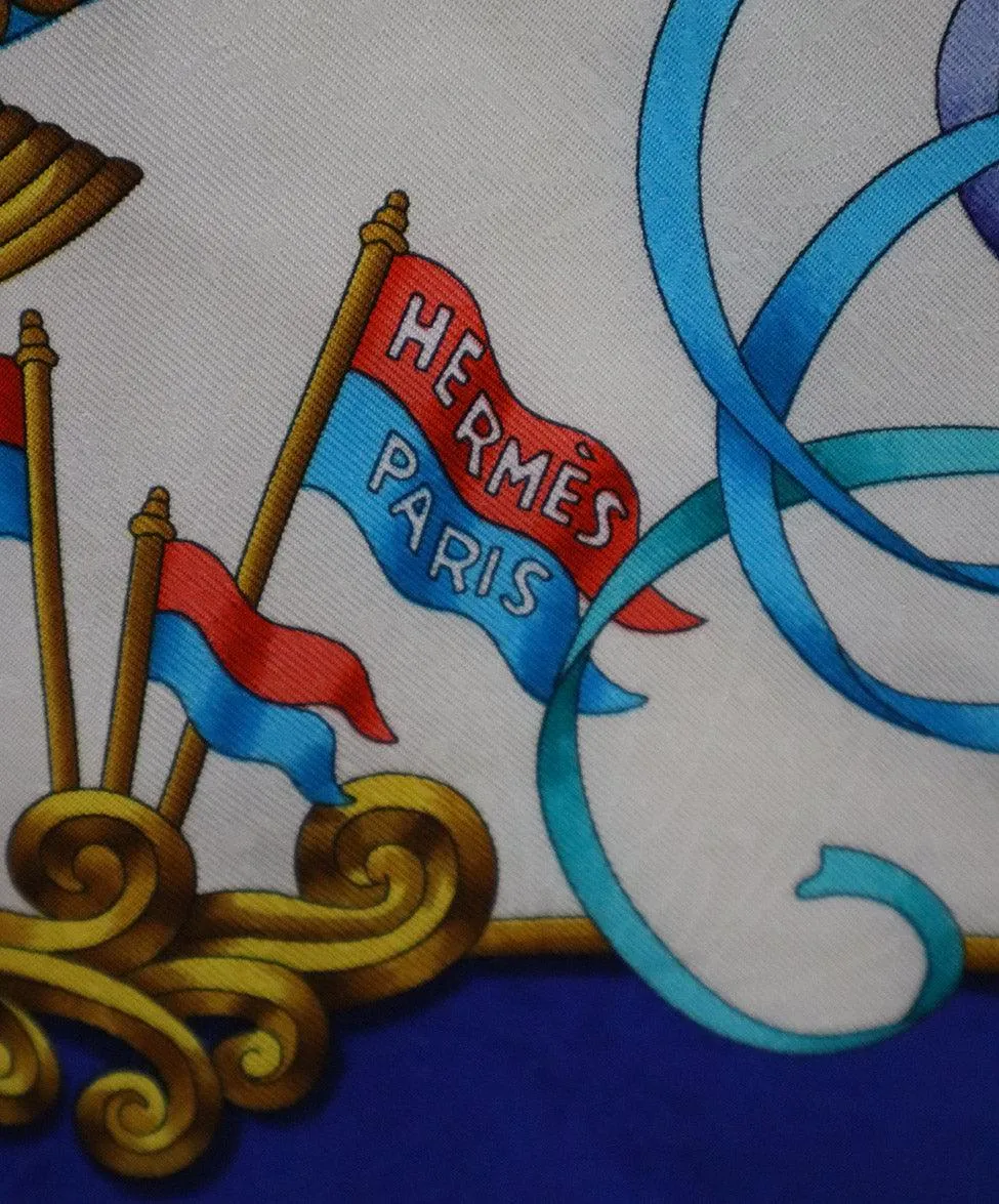 Hermes Luna Park Print Silk Scarf