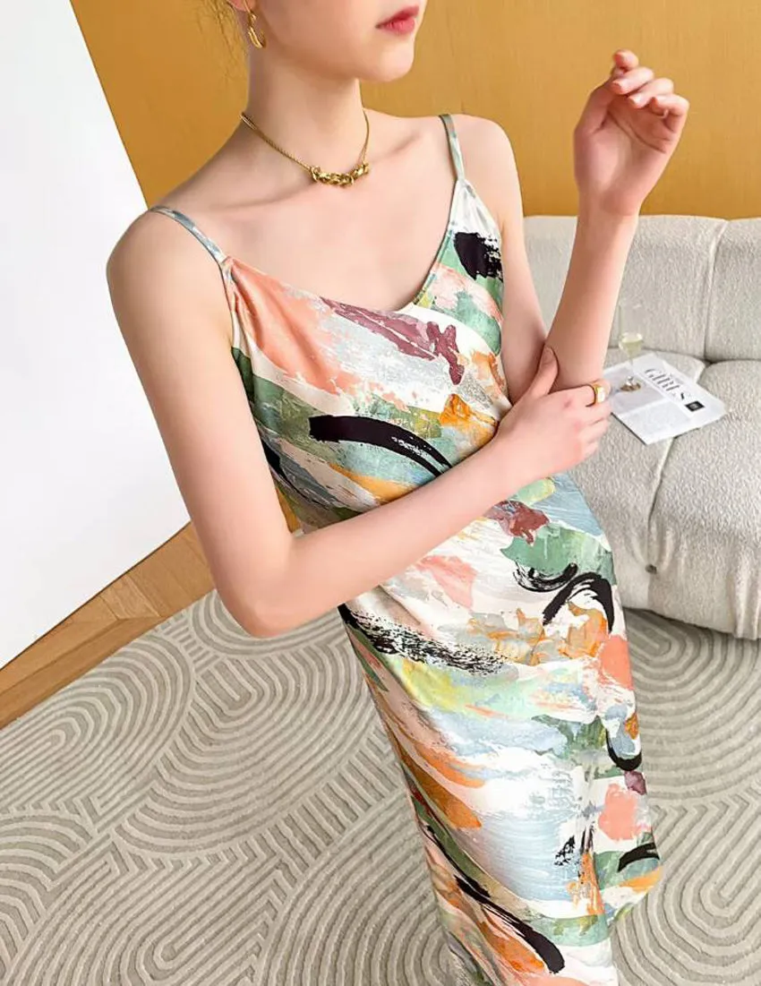 Hot Deal Spaghetti Strap Side Slit Slim Dress  Dont Miss Out!