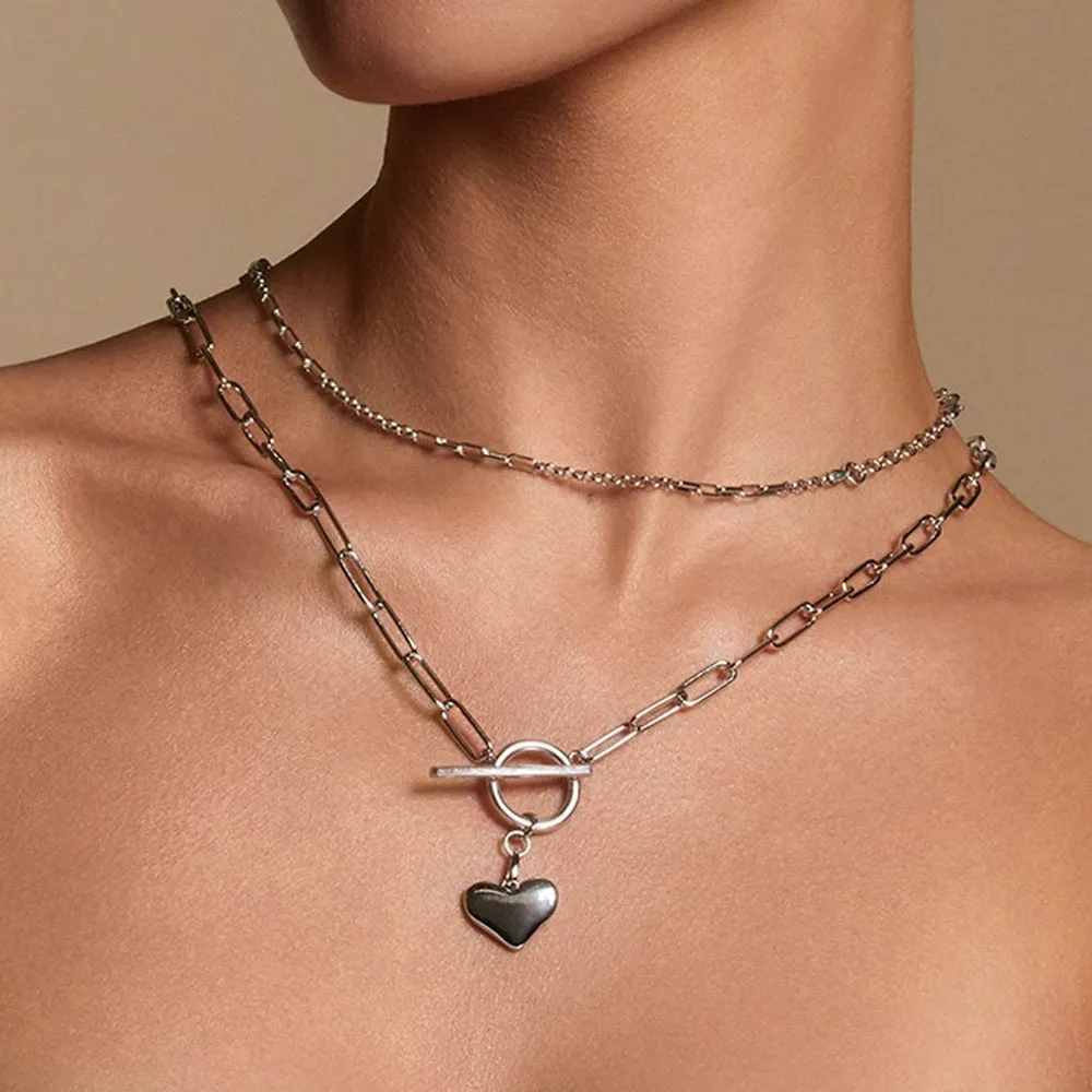 Hot Diamonds Chain Link T-Bar Heart Necklace DN218