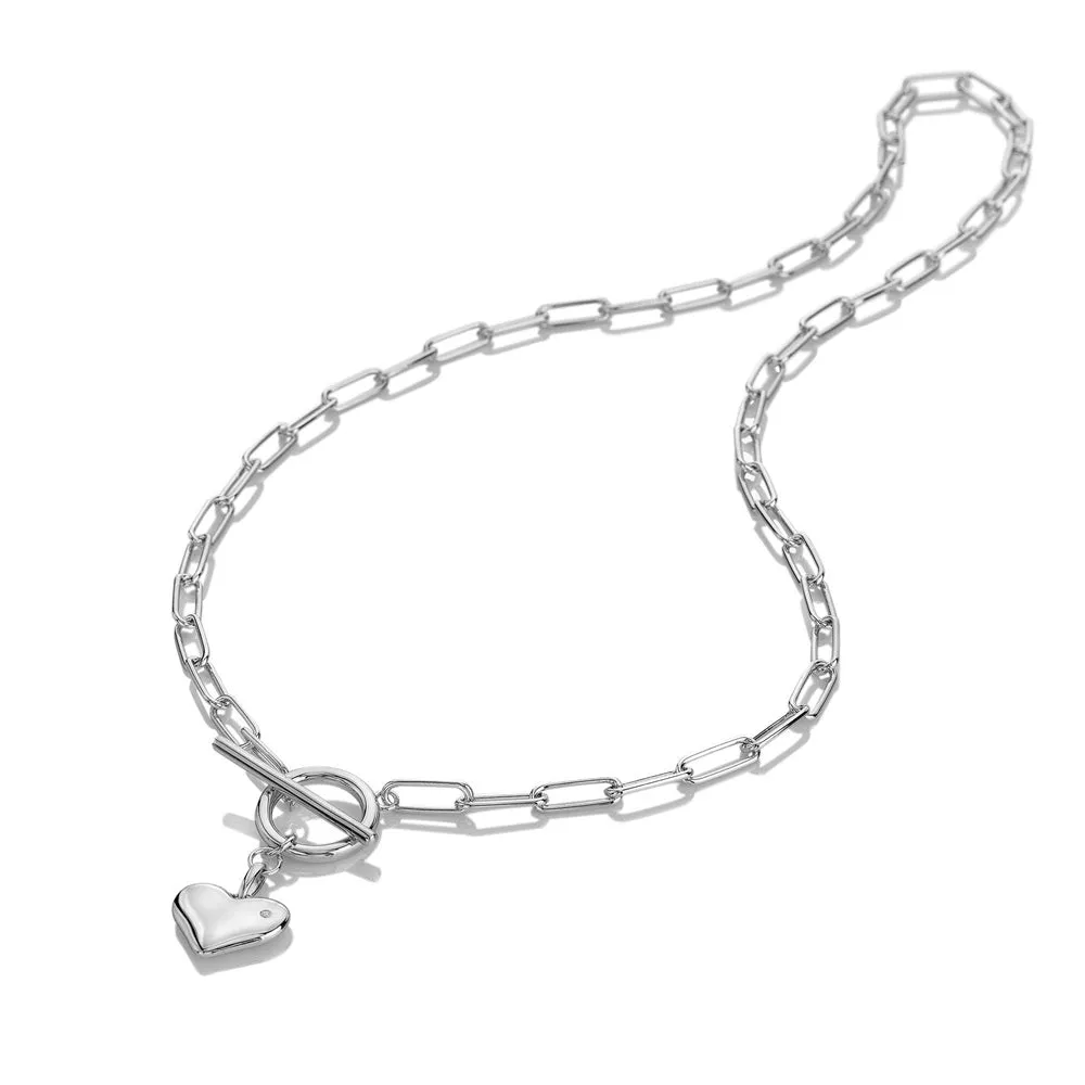 Hot Diamonds Chain Link T-Bar Heart Necklace DN218