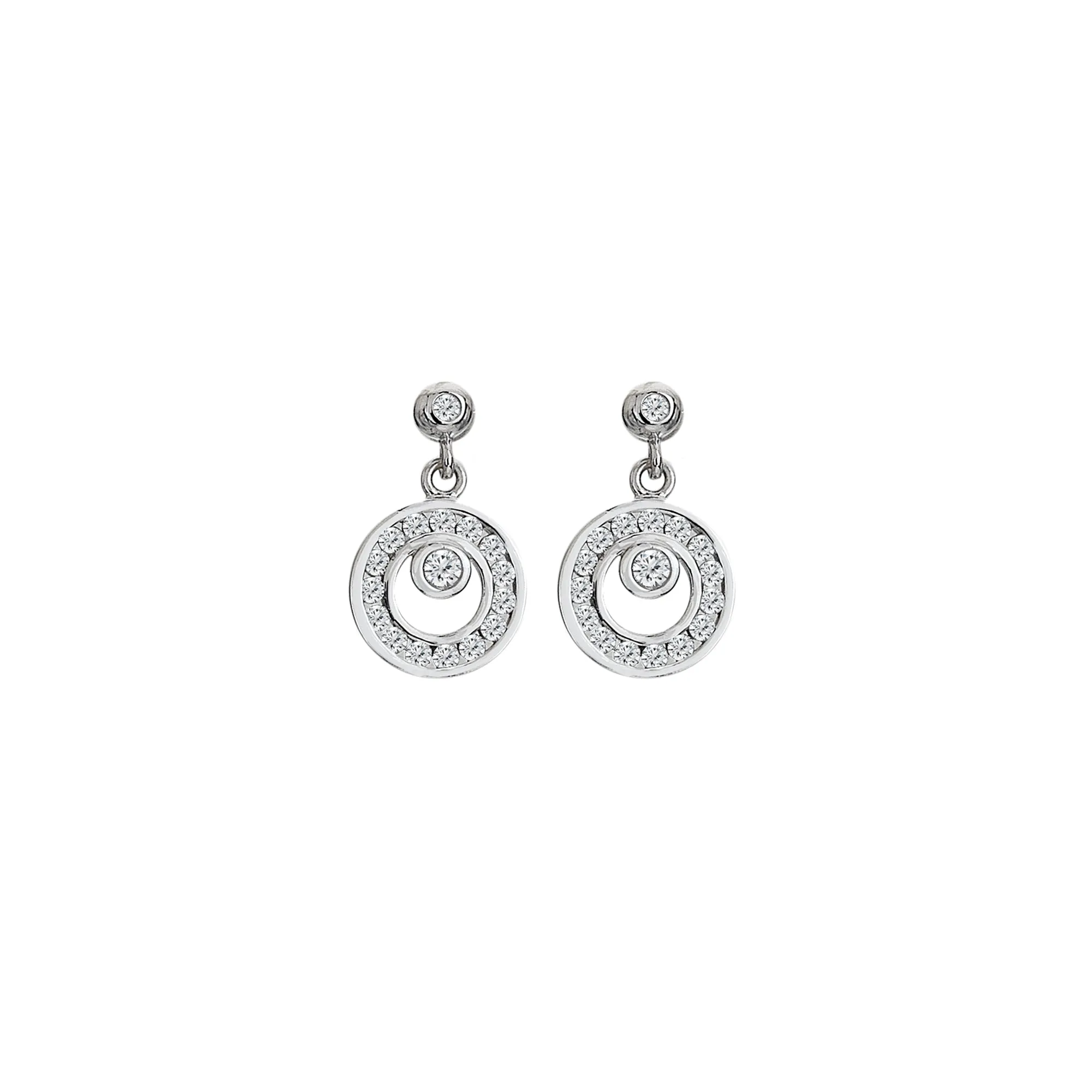 Hot Diamonds Orbit White Topaz Drop Earrings DE744