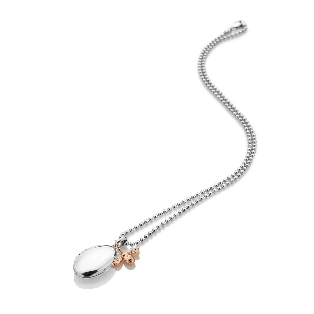Hot Diamonds Silver Oval Bee Locket and Chain DP878