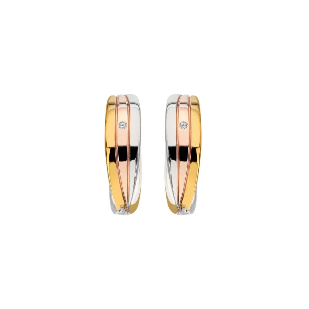 Hot Diamonds Sterling Silver Trio Hoop Earrings DE841 - Tri Colour