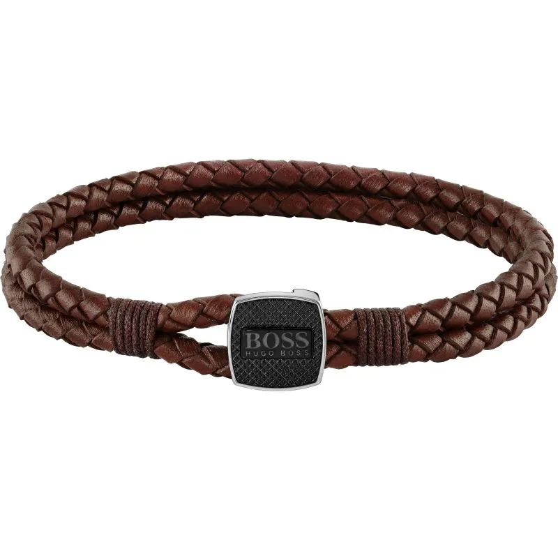 Hugo Boss Jewellery Braided Mens Leather Bracelet 1580048M