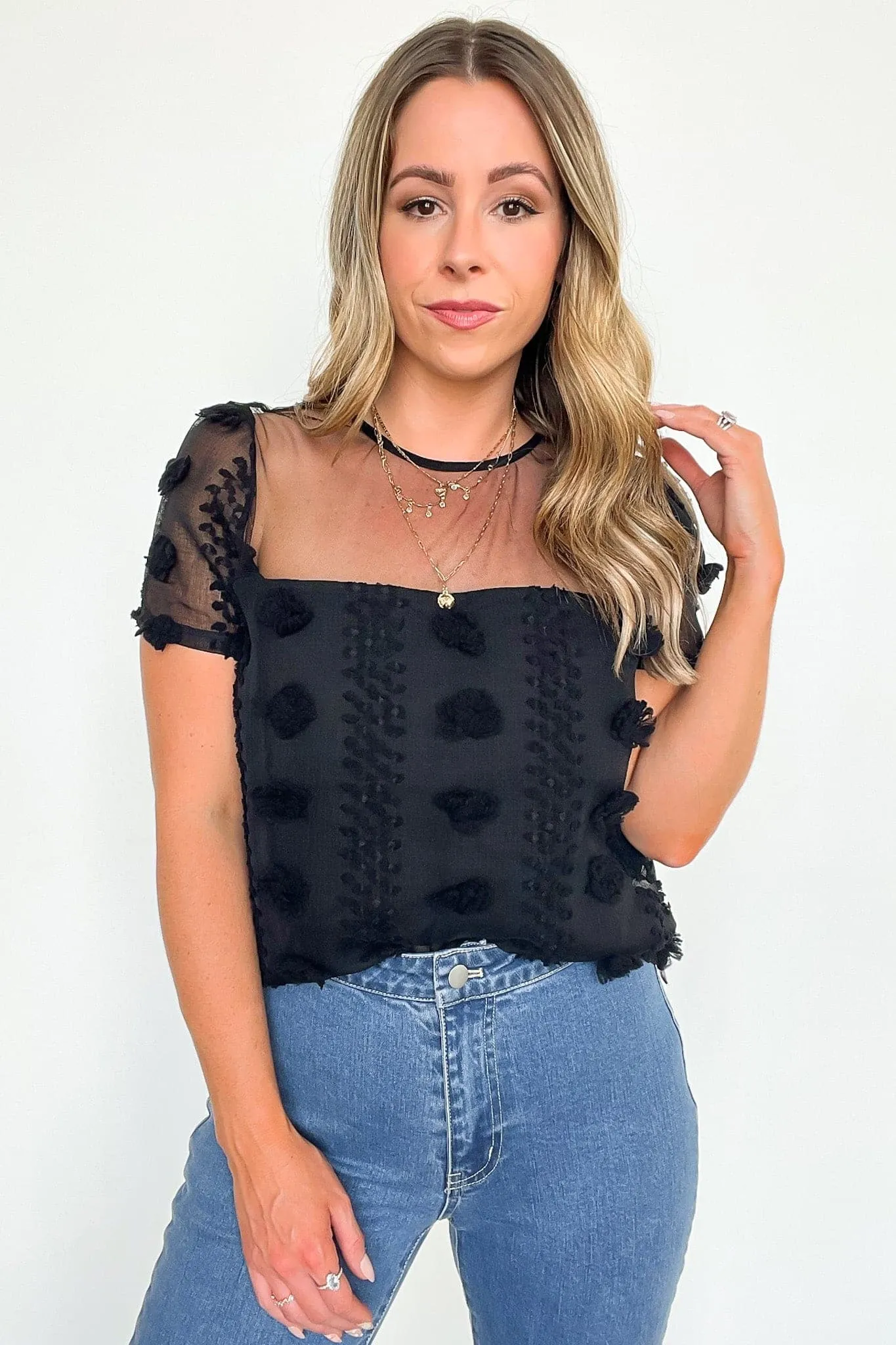 Idyllic Perfection Sheer Pom Pom Detail Top - FINAL SALE