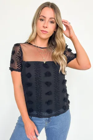 Idyllic Perfection Sheer Pom Pom Detail Top - FINAL SALE