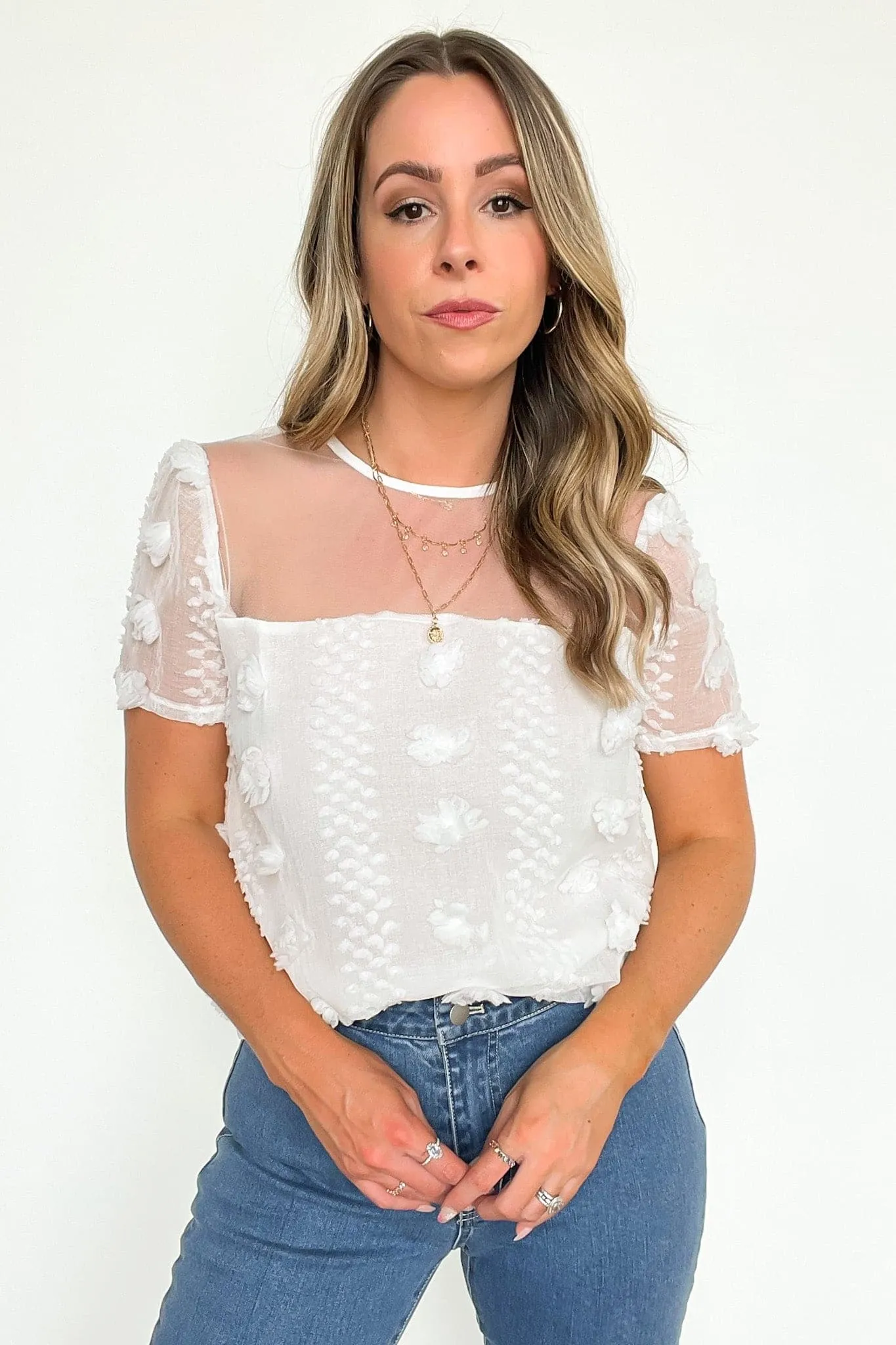 Idyllic Perfection Sheer Pom Pom Detail Top - FINAL SALE